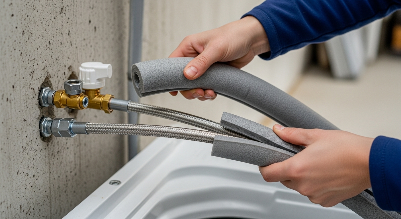 Insulating washing machine pipes for winter protection