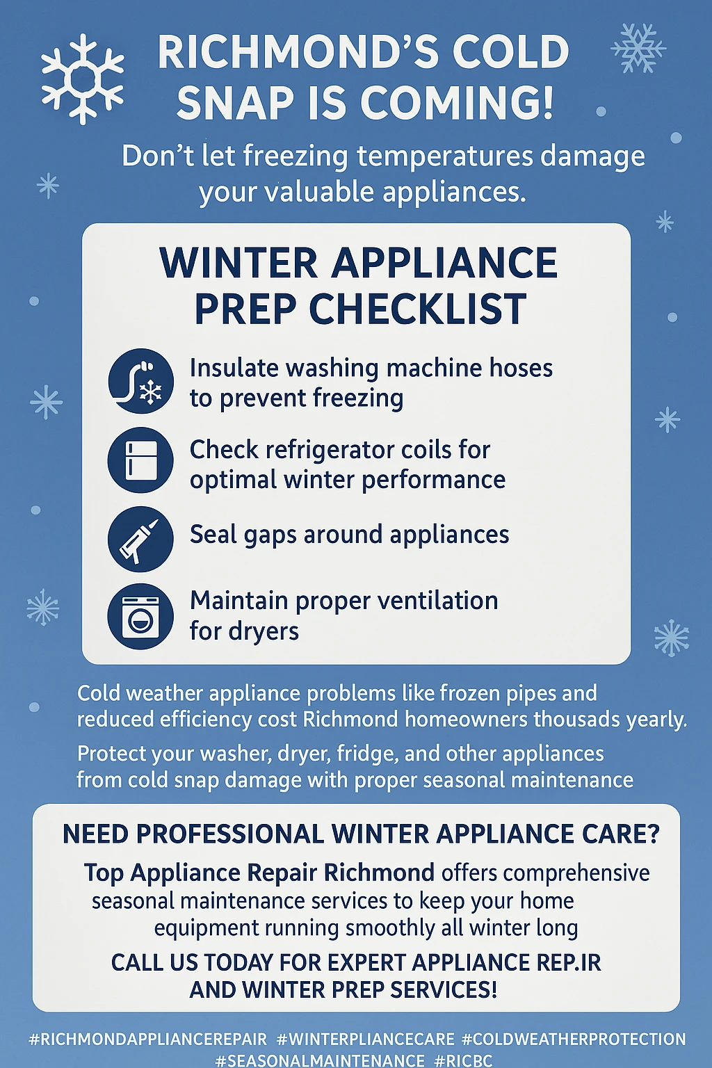 Key Takeaways for Winter Appliance Maintenance in Richmond Infographic