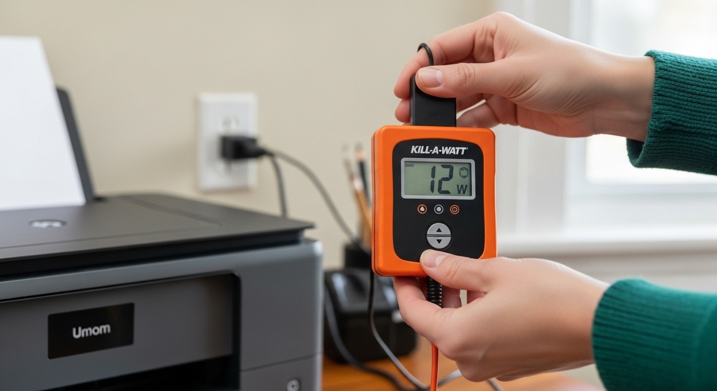 Using a Kill-A-Watt meter to measure an appliance's energy consumption.