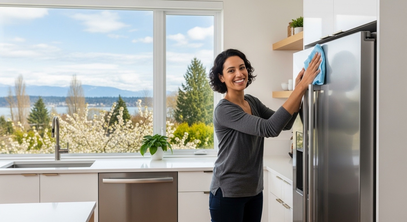 Richmond homeowner doing spring appliance maintenance
