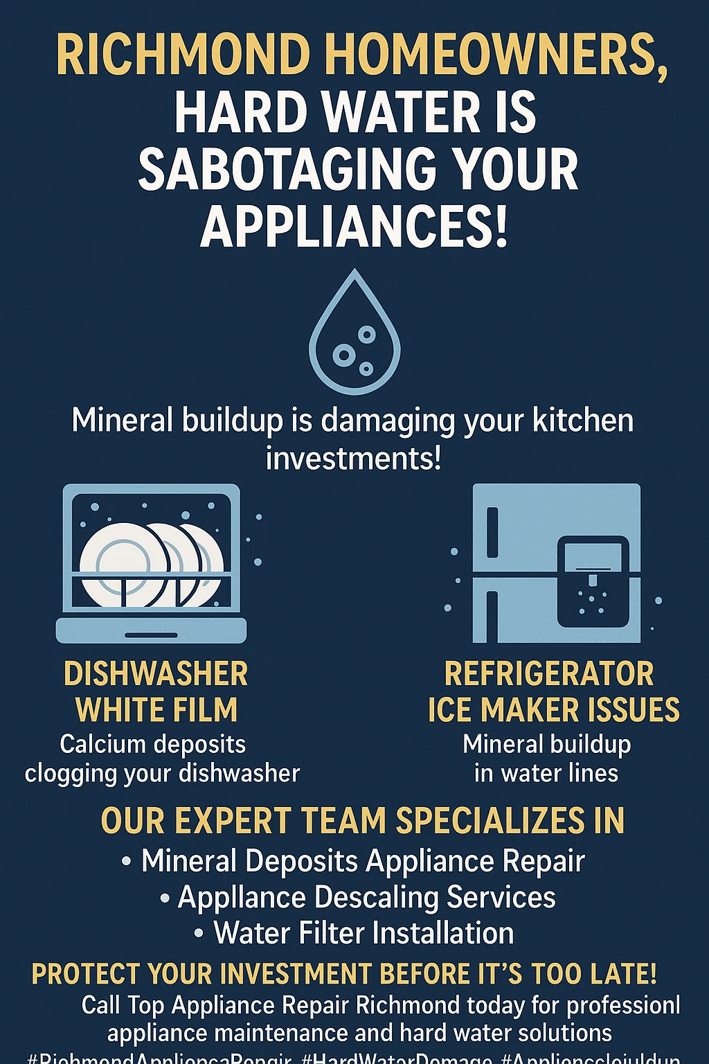 Key facts about hard water appliance damage in Richmond infographic