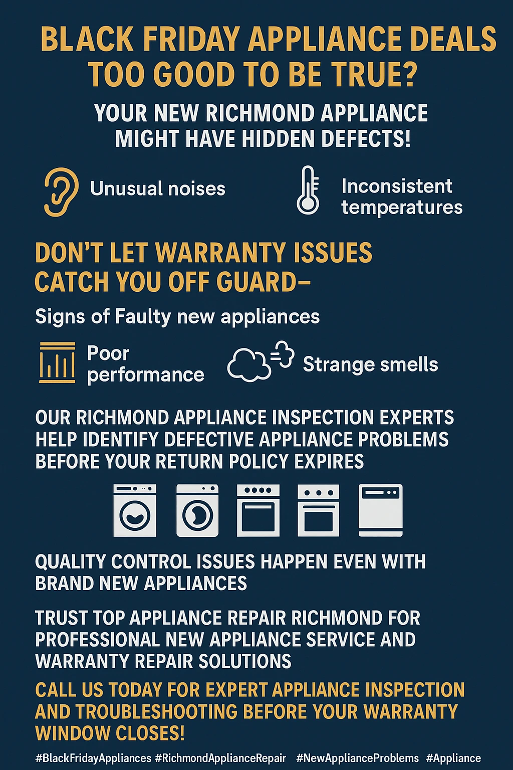 Infographic summarizing new appliance problems in Richmond