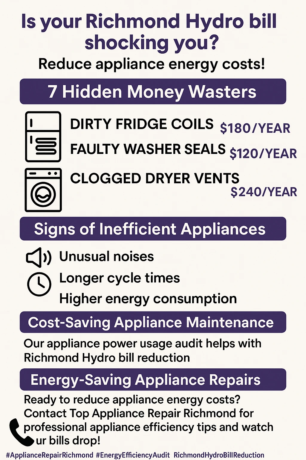 Appliance energy efficiency savings infographic for Richmond homeowners