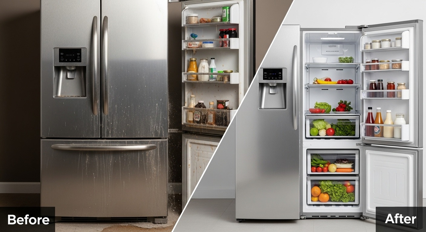 Before and after of appliance cleaning for trade-in