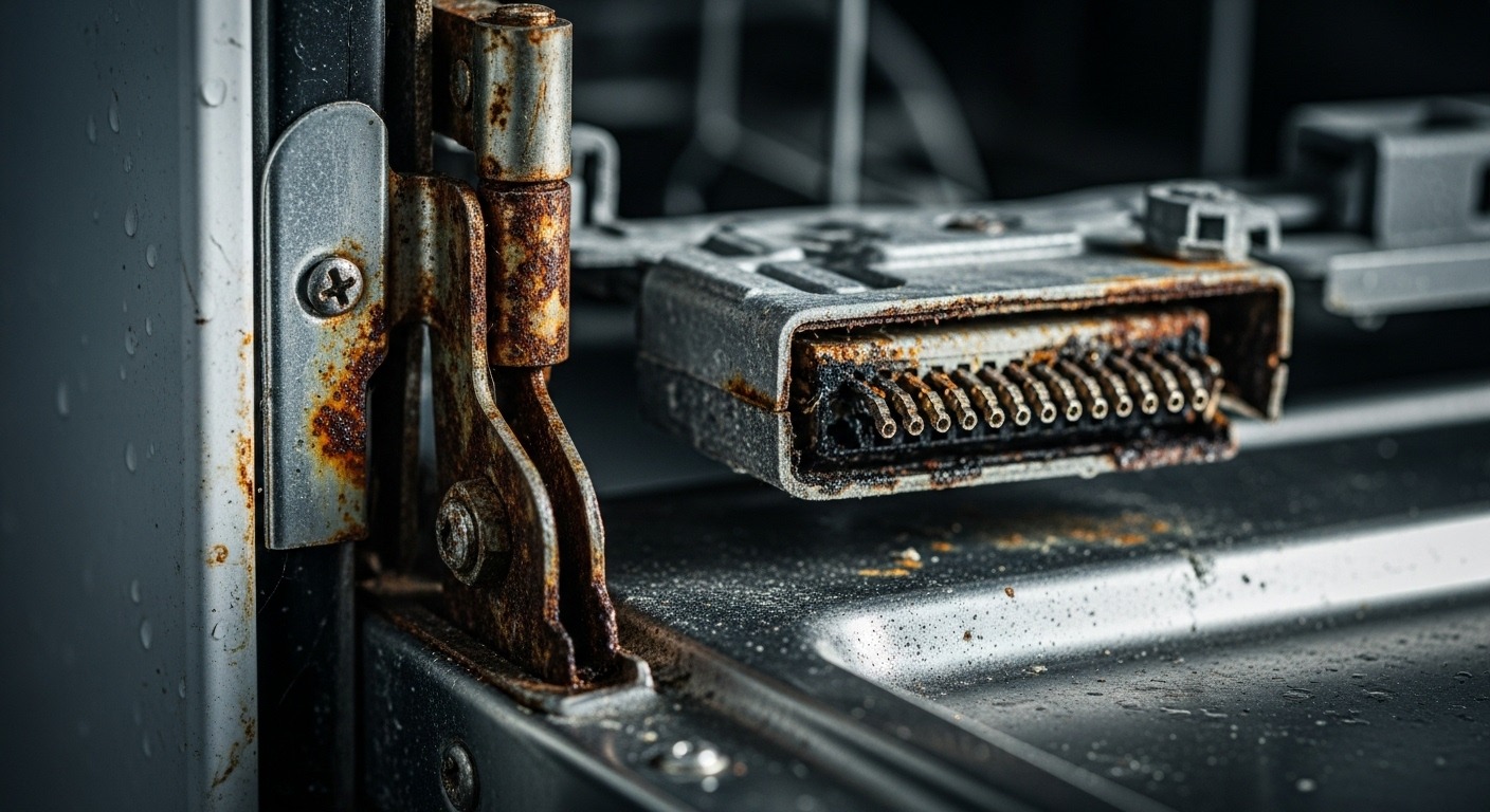 Appliance showing signs of corrosion from Richmond's coastal climate