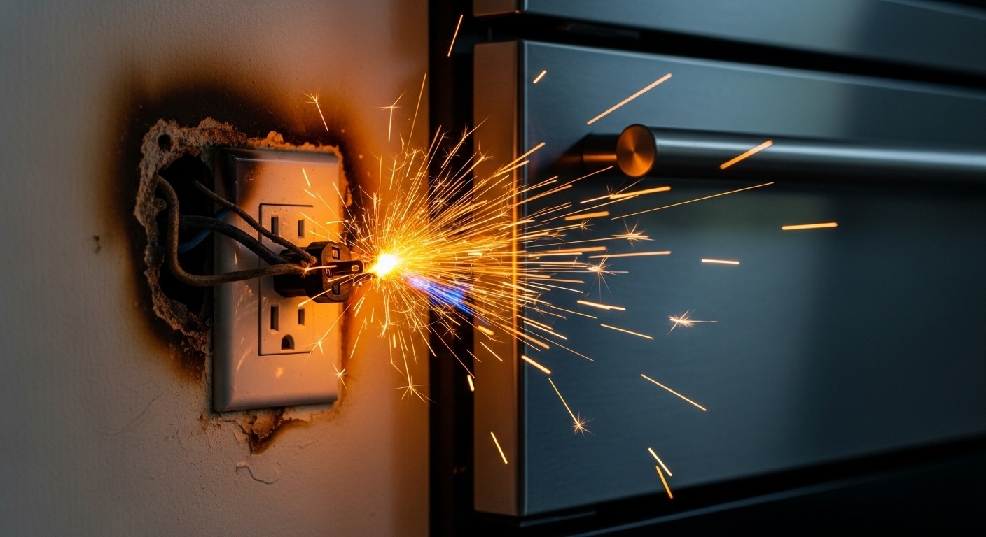 A hazardous faulty electrical connection for an appliance.