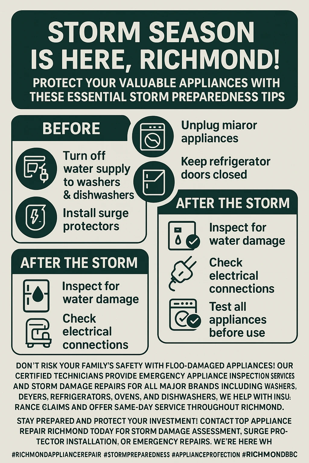 Infographic summarizing key appliance storm protection takeaways