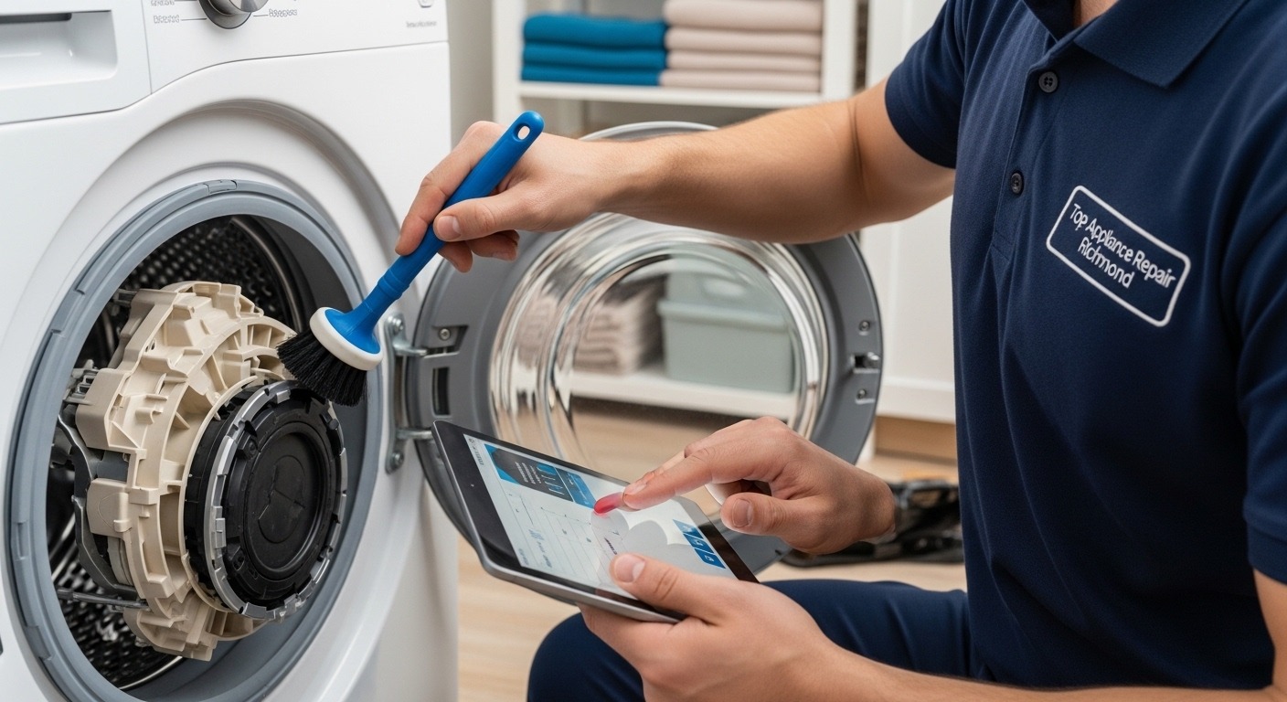 Appliance maintenance technician performing service in Richmond