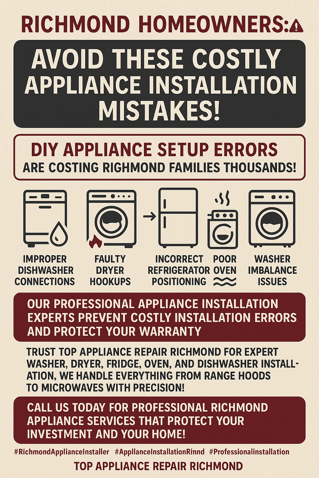 Common appliance installation mistakes Richmond infographic