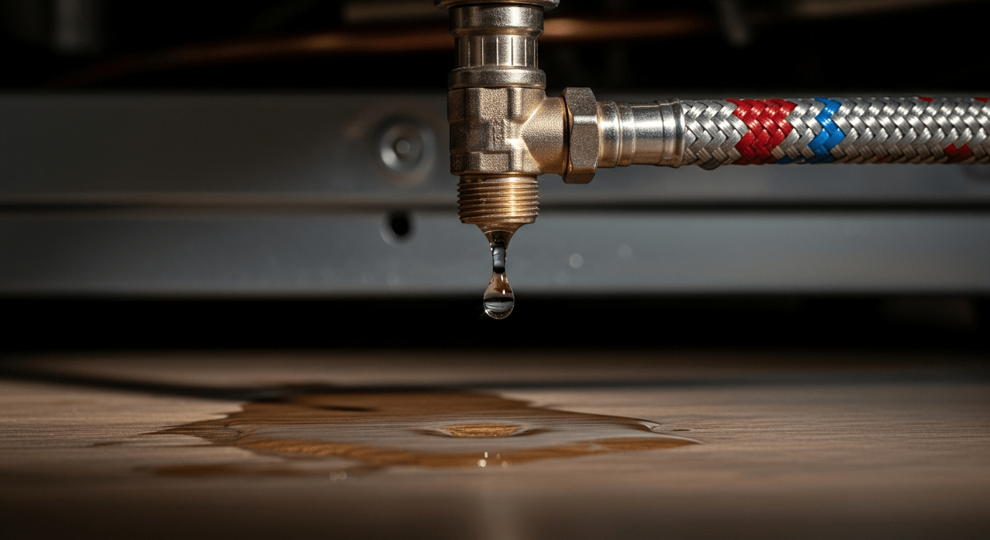 Dishwasher water line leak damage prevention