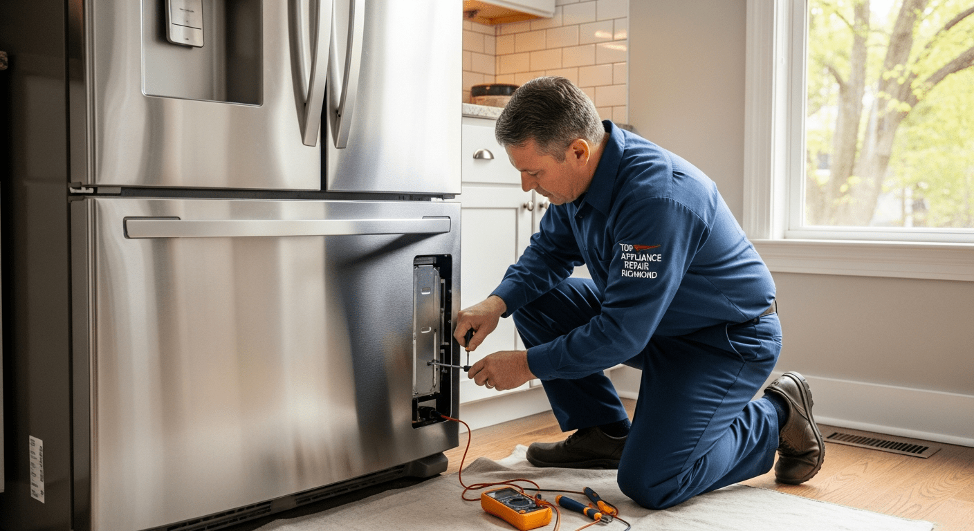 Richmond appliance repair technician working in a kitchen