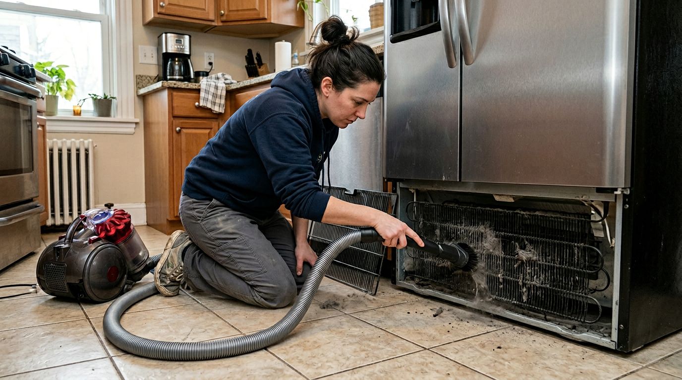 Cleaning dirty refrigerator condenser coils