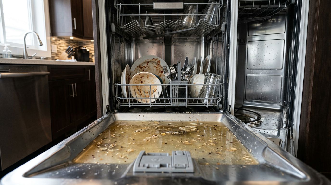 Dishwasher with standing water in the tub