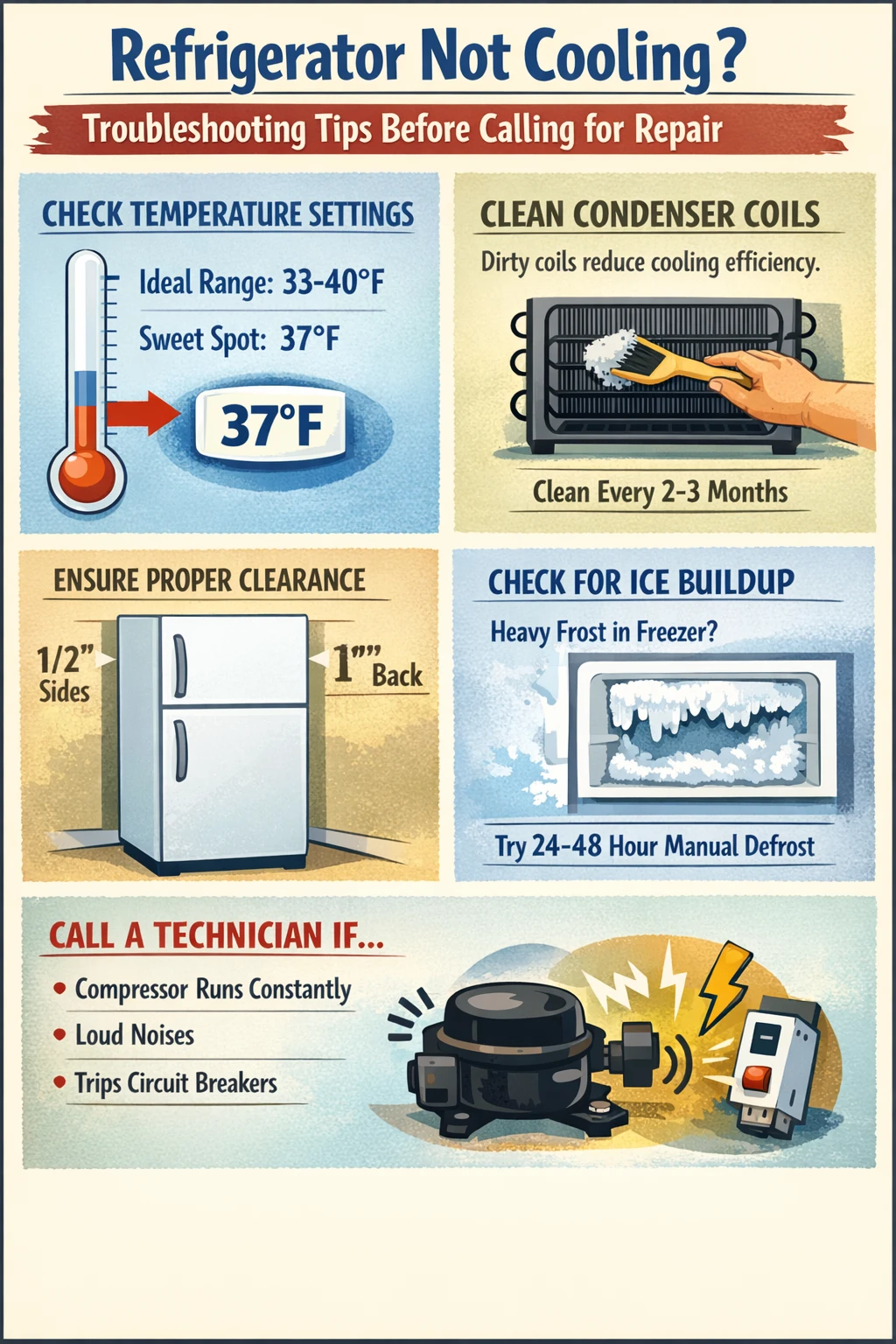 Refrigerator not cooling troubleshooting key takeaways
