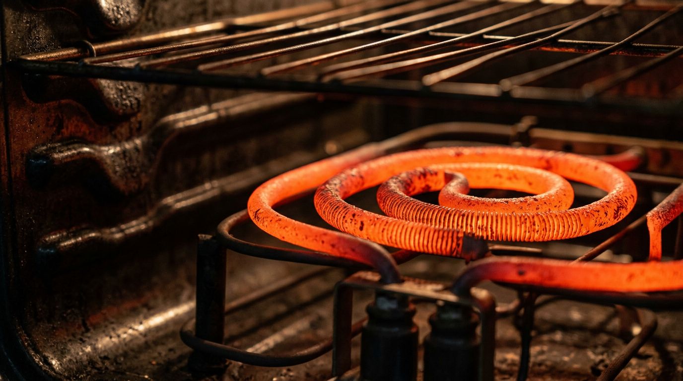 glowing electric oven heating element